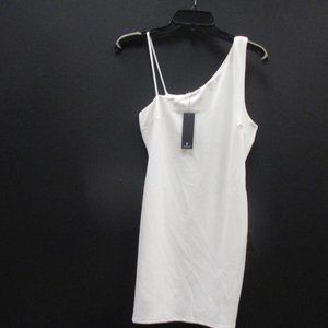 NWT Lulus Late Night Love one-shoulder dress in white, size Medium